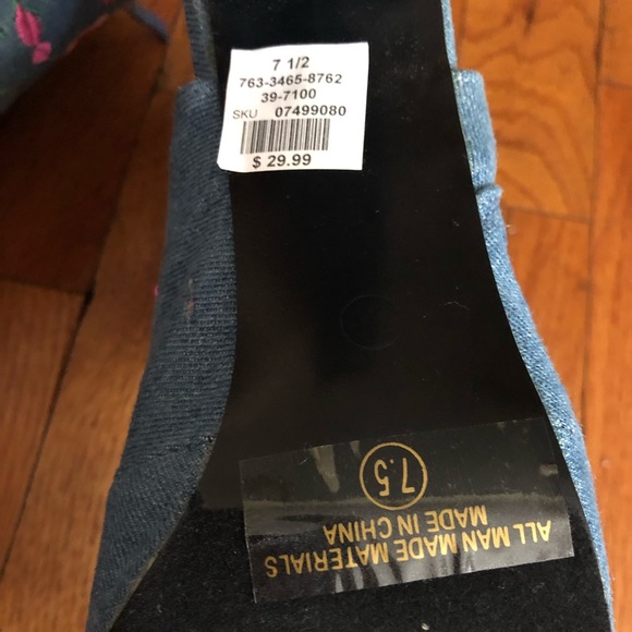 BRAND NEW Floral Denim Boot Heels - Picture 3 of 3